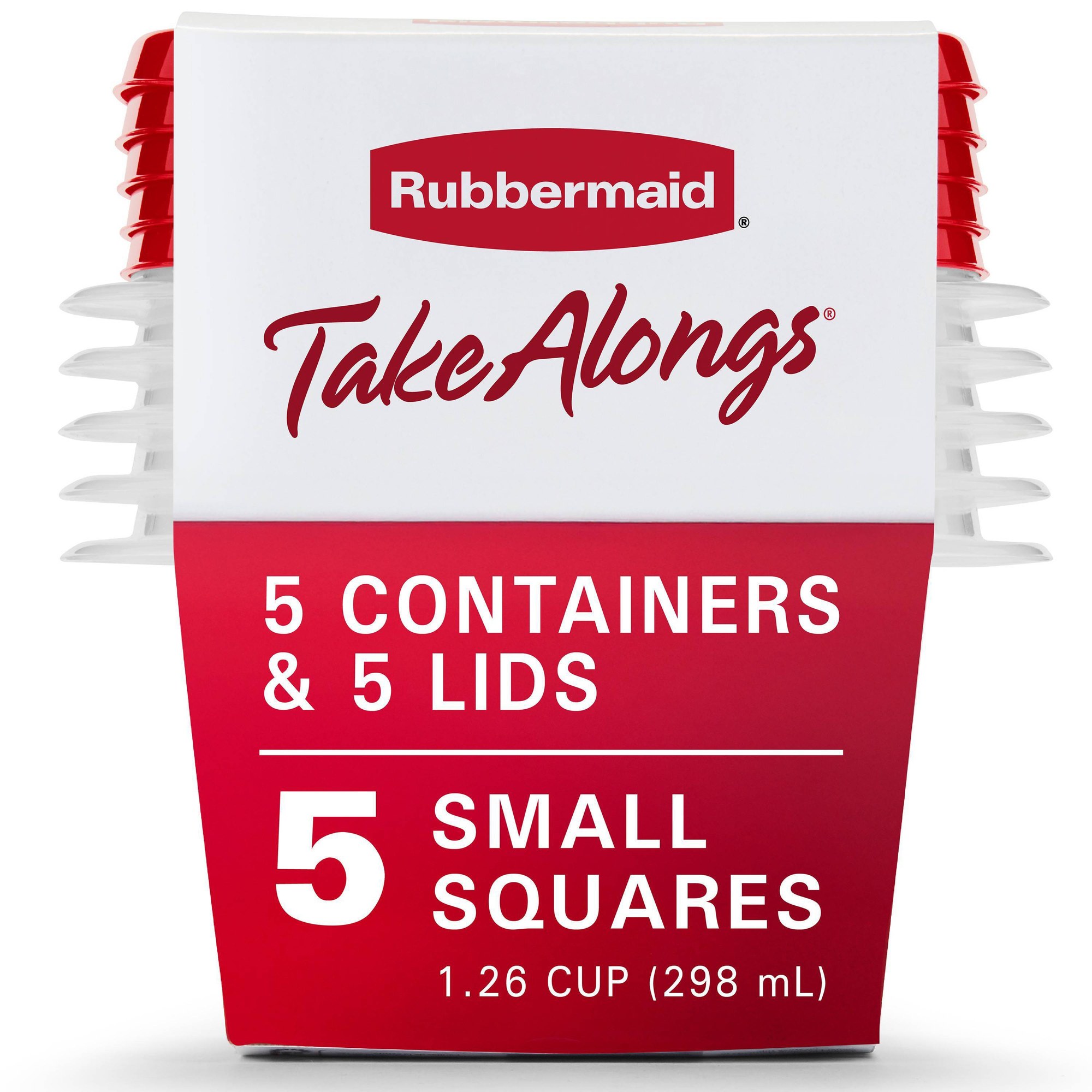 Meal Prep Containers - 빨간색 뚜껑 식품 보관 용기 5개,