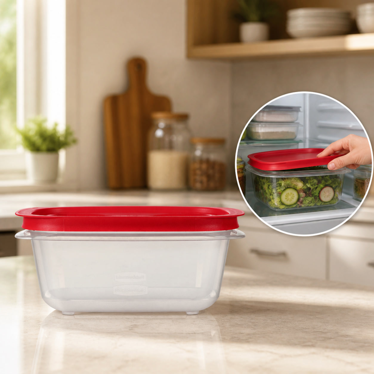 Meal Prep Containers - 5.26컵 직사각형 식품 보관 용기, 빨간색