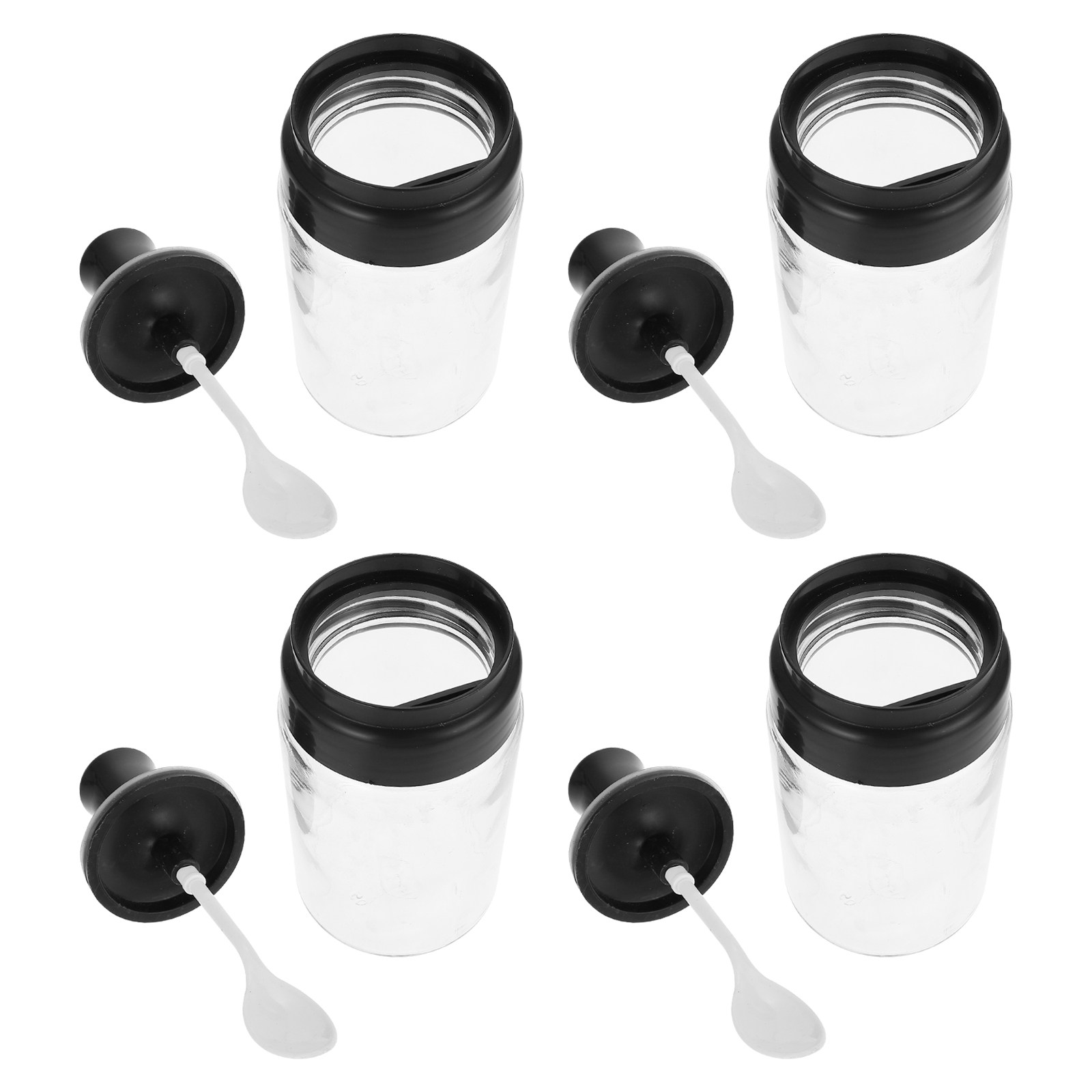 Meal Prep Glass Containers With Lids - 4개들이 유리 양념통, 스푼 뚜껑 포함,