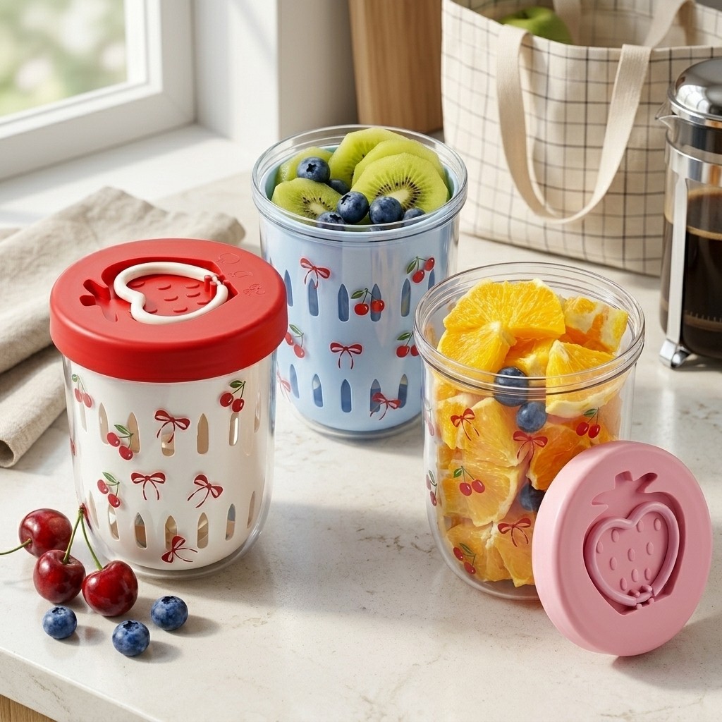 Meal Prep Yogurt Containers - 플라스틱 샐러드 용기(뚜껑 포함, 스트레이너 포함)