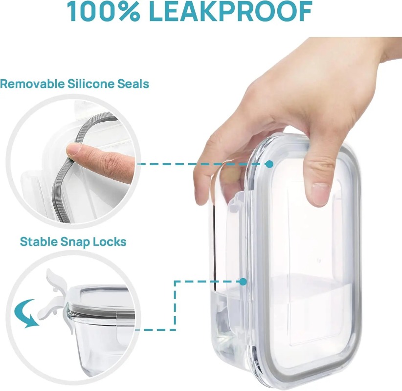 18개/세트 유리 식품 보관 용기(뚜껑 포함), 밀폐형 - Meal Prep Glass Containers With Lids 리뷰 및 가격