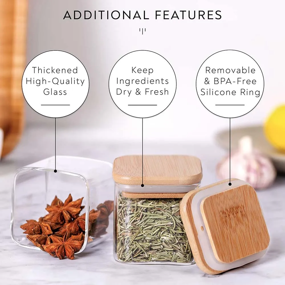 5온스 사각 향신료 병, 대나무 뚜껑/스티커 라벨 포함 - Meal Prep Glass Containers With Lids 리뷰 및 가격