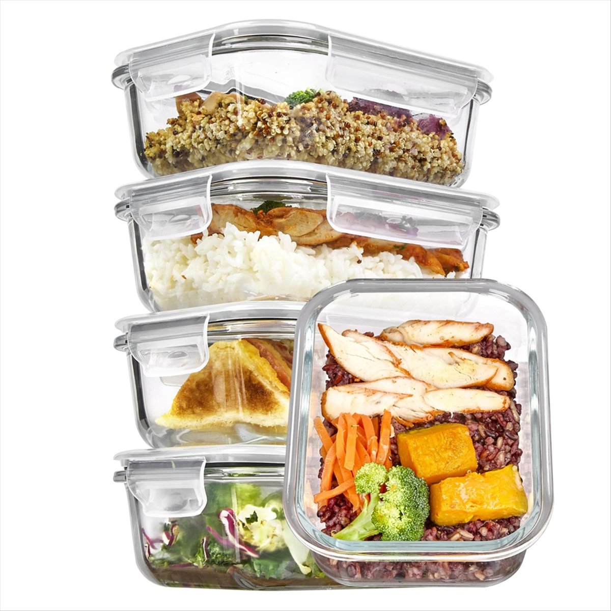 (ESTR) 5팩 22온스 유리 보관 용기(뚜껑 포함) - Meal Prep Glass Containers With Lids 리뷰 및 가격