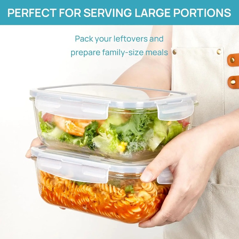 유리 식품 보관 용기 세트, 밀폐형 누수 방지 유리 식 - Meal Prep Glass Containers With Lids 리뷰 및 가격