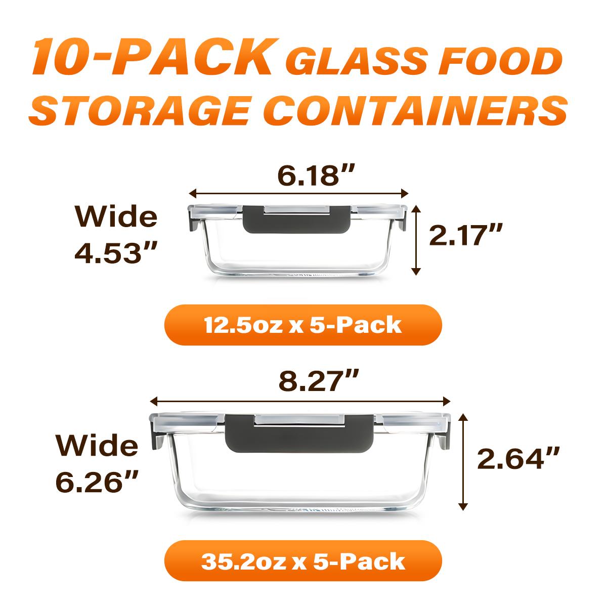 유리 식품 보관 용기 세트 10개입, BPA 프리 밀폐 - Meal Prep Glass Containers With Lids 리뷰 및 가격