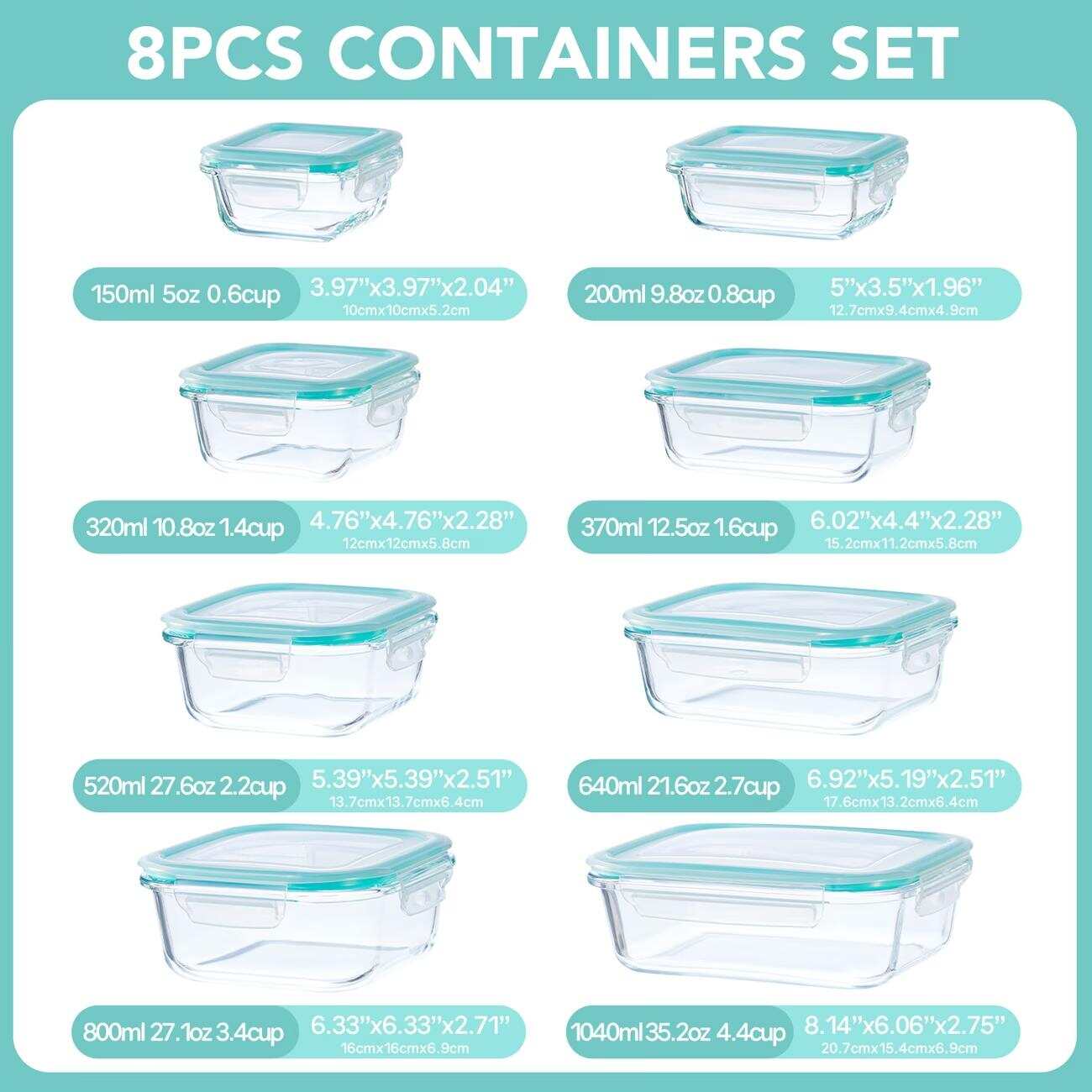 16개 밀폐형 유리 식품 저장 용기, 도시락, 전자레인 - Meal Prep Glass Containers With Lids 리뷰 및 가격