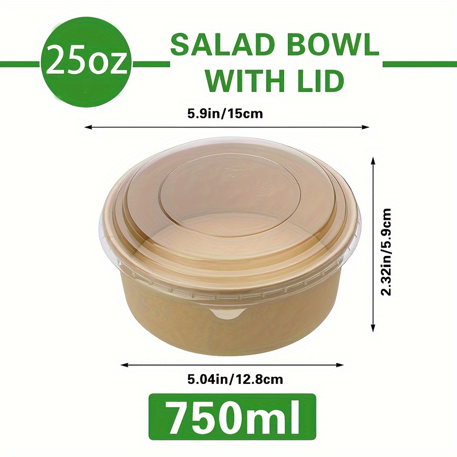 25온스/750ml 25/50팩 종이 그릇 뚜껑 포함, - Meal Prep Containers 리뷰 및 가격