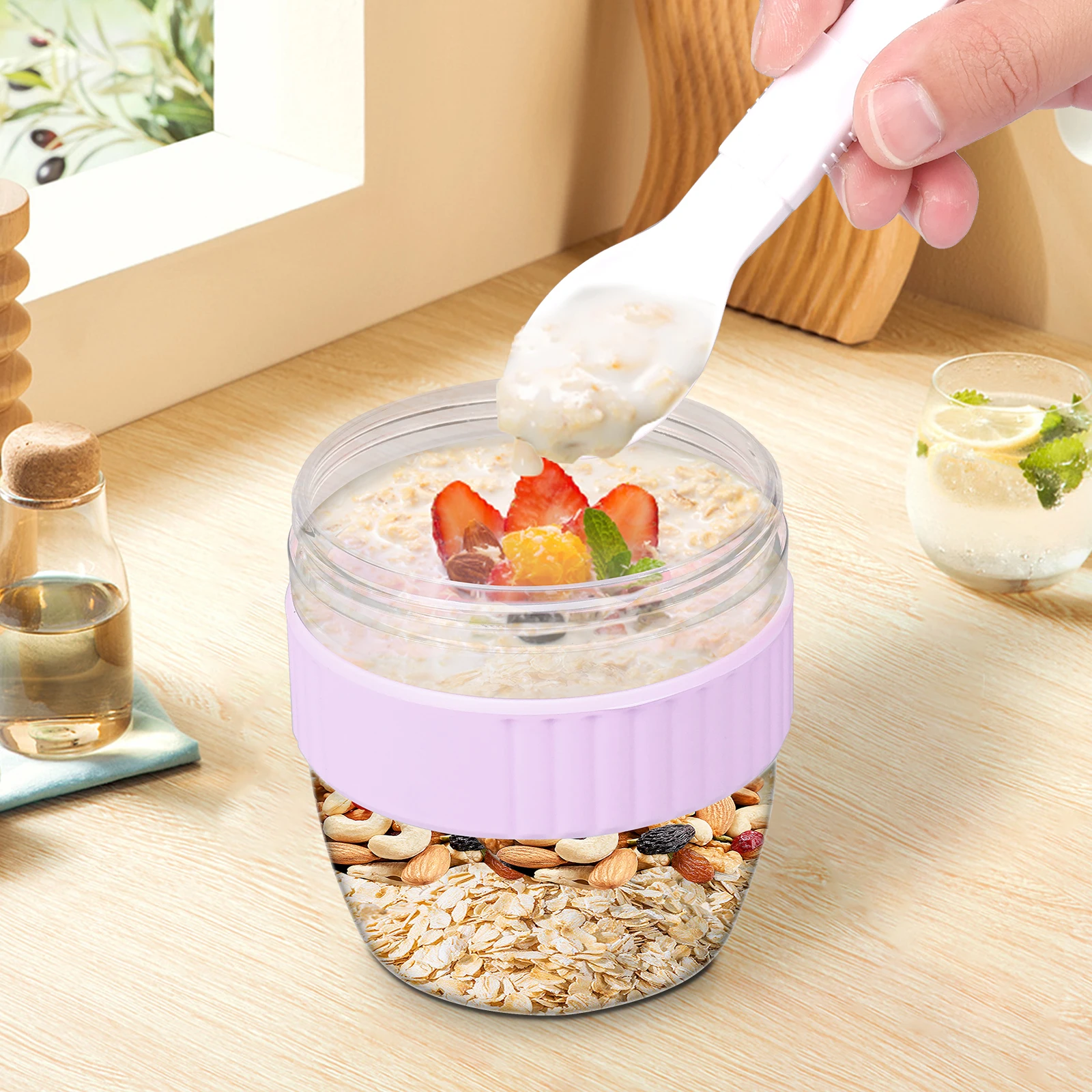 이중 레이어 오버나이트 오트 컨테이너(뚜껑 및 스푼 포 - Meal Prep Yogurt Containers 리뷰 및 가격